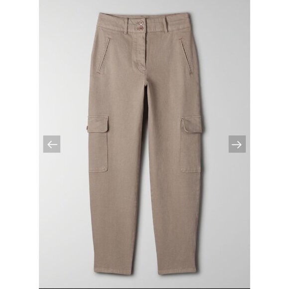 Aritzia Wilfred Free Modern Cargo Straight Pants High-Rise Utility Taupe Twill 6 - Picture 5 of 16